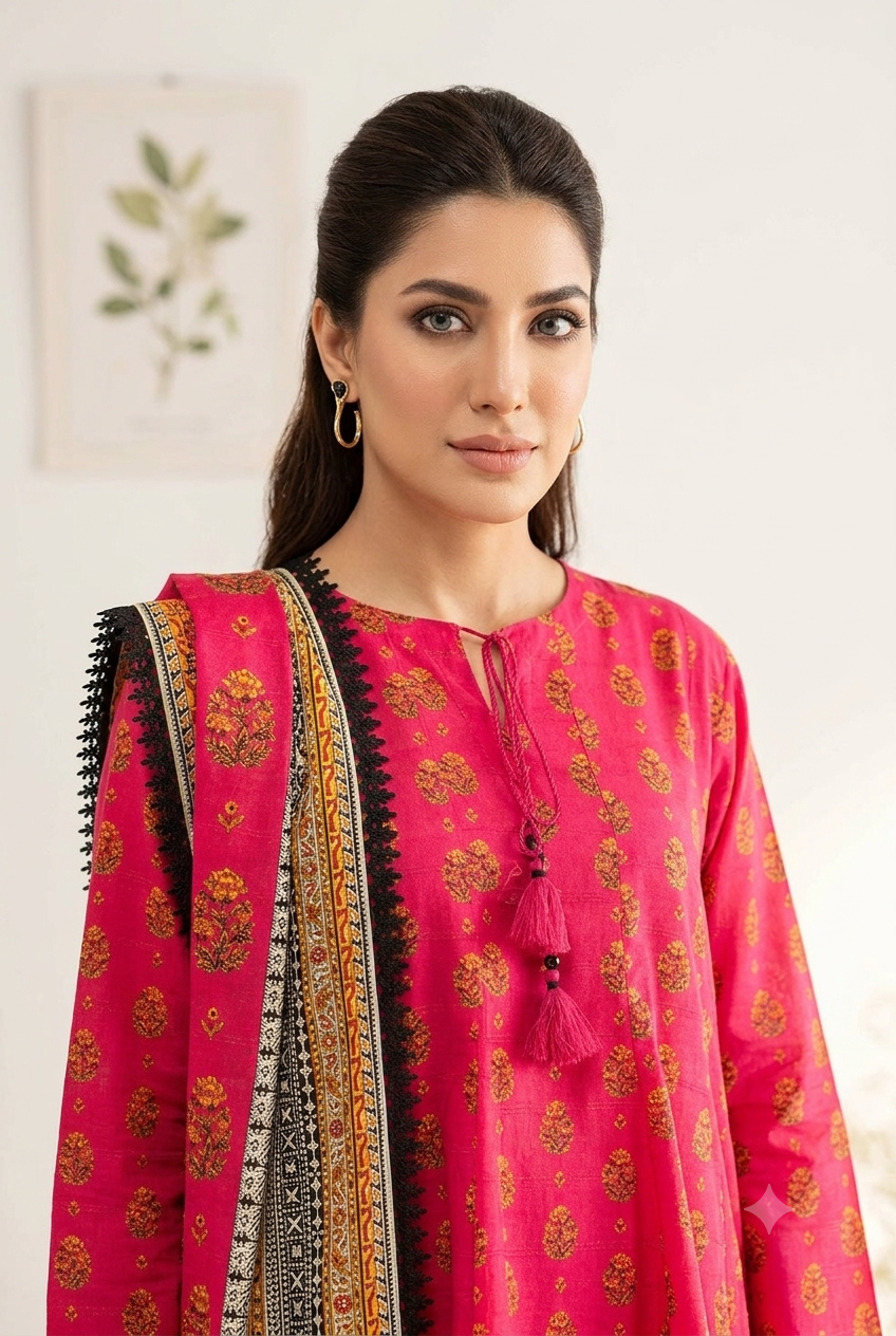 Nishat – Fuchsia Floral Printed 3-Piece Suit