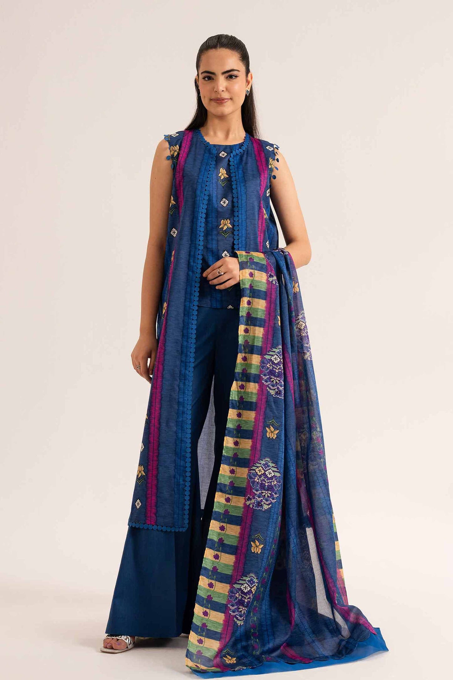Nishat Printed Lawn 3 Piece Suit – Elegant Blue Floral Design