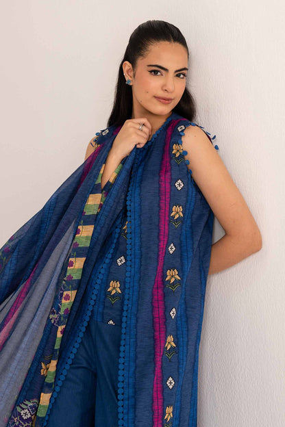 Nishat Printed Lawn 3 Piece Suit – Elegant Blue Floral Design