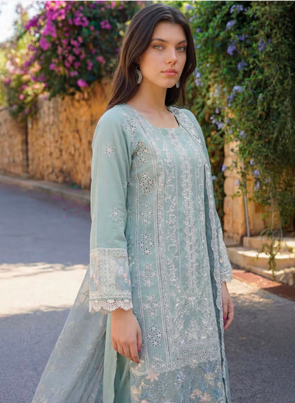 Mint Embroidered Lawn 3-Piece Suit by Motifz