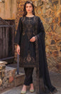 Motifz Elegant Black &amp; Antique Gold Embroidered Summer 3-Piece Suit