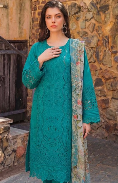 Motifz Embroidered Teal Summer 3-Piece Suit