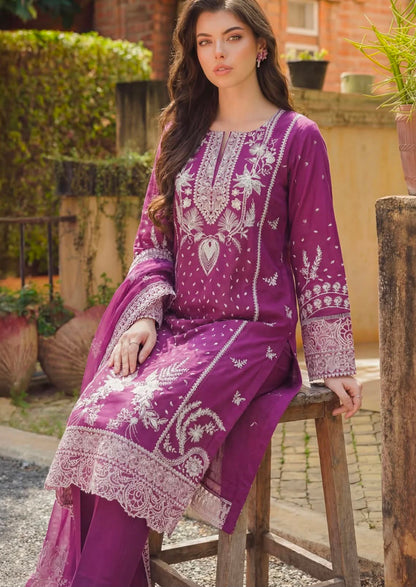 Motifz Exquisite Magenta Embroidered Lawn 3-Piece Suit