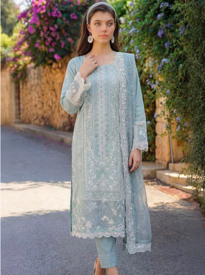 Mint Embroidered Lawn 3-Piece Suit by Motifz