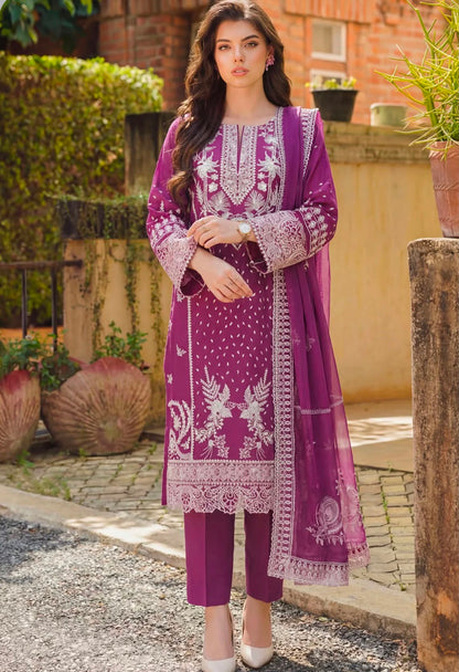 Motifz Exquisite Magenta Embroidered Lawn 3-Piece Suit