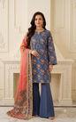 Nishat 3 Piece Printed Lawn Suit – Elegant Blue Floral Design