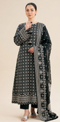 Nishat Premium 3 Piece Printed Lawn Suit – Black &amp; White