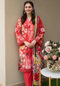 Nishat – Vibrant Coral Red Floral Printed 3-Piece Suit